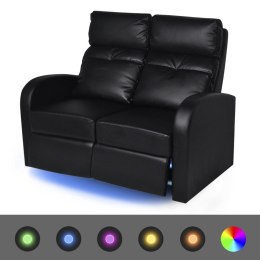  Fotele kinowe 2 osobowe czarna sztuczna skóra