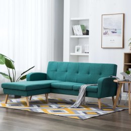  Sofa z leżanką obita tkaniną 186 x 136 x 79 cm zielona