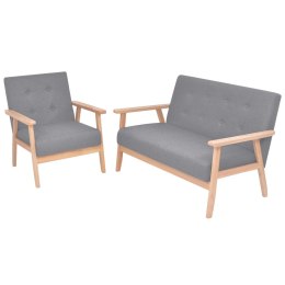  Zestaw wypoczynkowy: sofa i fotel materiałowy jasnoszary