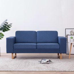 2-osobowa sofa tapicerowana tkaniną niebieska