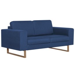  2-osobowa sofa tapicerowana tkaniną niebieska