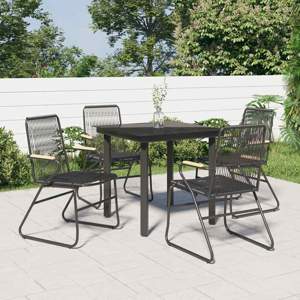 5-częściowy zestaw mebli ogrodowych, czarny, rattan PVC