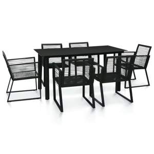 7-cz. zestaw mebli ogrodowych, rattan PVC, czarny