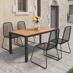 5-częściowy zestaw mebli ogrodowych, rattan PVC, czarno-brązowy