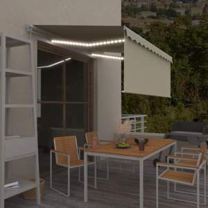 Ręcznie zwijana markiza z zasłoną i LED, 3,5x2,5 m, kremowa