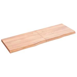 Półka, brązowa, 120x40x(2-4) cm, lakierowane lite drewno dębowe