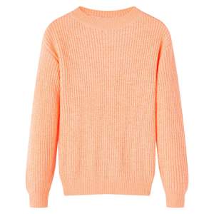 Sweter dziecięcy z dzianiny, jasnopomarańczowy, 128