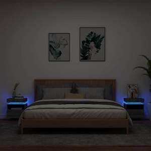 Szafki nocne z LED, 2 szt., szary dąb sonoma, 40x39x48,5 cm