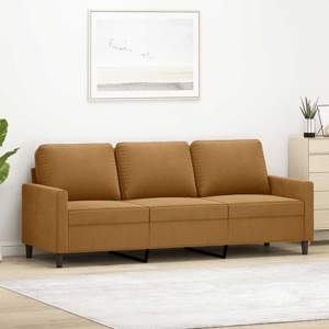 Sofa 3-osobowa, brązowa, 180 cm, tapicerowana aksamitem