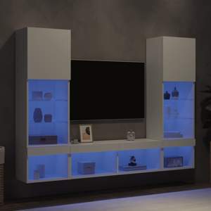 5-częściowy zestaw mebli TV z LED, biały