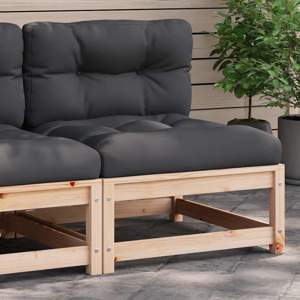 Ogrodowa sofa bez podłokietników, z poduszkami, drewno sosnowe