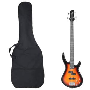 Gitara basowa dla początkujących, z torbą, brązowa, 4/4, 46"