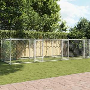 Klatka dla psa, z drzwiami, szara, 6x2x1,5 m, stal