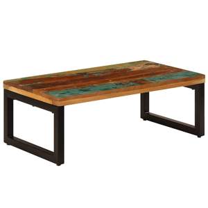 Stolik kawowy, 100x50x35 cm, lite drewno z odzysku i stal