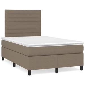 Łóżko kontynentalne z materacem, taupe, 120x190 cm, tkanina