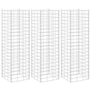 Wysokie donice gabionowe, 3 szt., 30x30x100 cm, żelazo