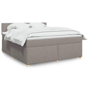 Łóżko kontynentalne z materacem, taupe, tkanina, 180x200 cm