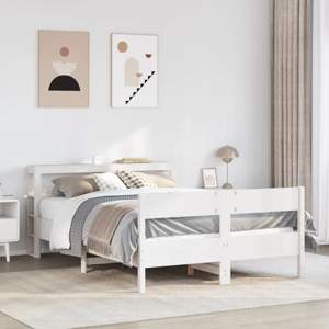Rama łóżka bez materaca, biała, 120x200 cm, drewno sosnowe