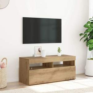 Szafka pod TV z oświetleniem LED, dąb artisan, 90x35x40 cm