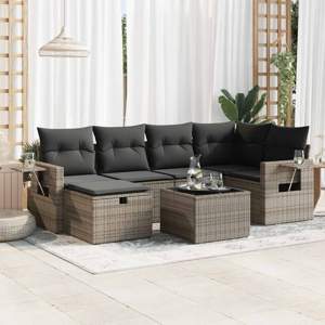 7-cz. zestaw wypoczynkowy do ogrodu, z poduszkami, szary