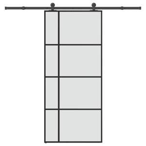 Drzwi przesuwne z osprzętem, 90x205 cm, szkło ESG i aluminium