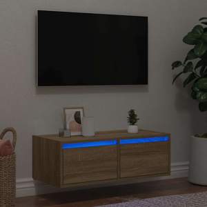 Szafka pod TV z oświetleniem LED, dąb sonoma, 75x35,5x25 cm