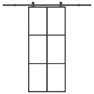 Drzwi przesuwne z osprzętem, 90x205 cm, szkło ESG i aluminium