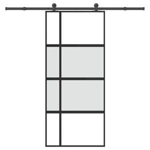 Drzwi przesuwne z osprzętem, 90x205 cm, szkło i aluminium