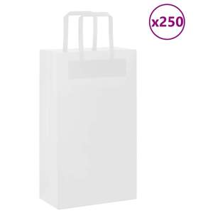 Torby papierowe 250 szt. z uchwytami białe 21x11x36 cm