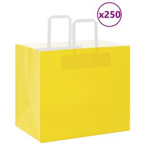 Torby papierowe 250 szt. z uchwytami żółte 32x22x28 cm