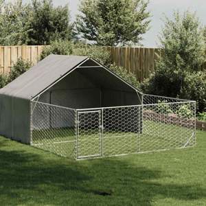 Zewnętrzna buda dla psa z wybiegiem 5x3x1,9 m Stal ocynkowana