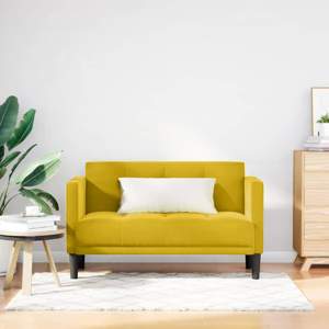 Sofa dwuosobowa żółta 111 cm aksamitna