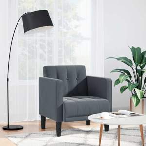 Sofa Fotel z Podłokietnikami Ciemnoszary 53 cm Aksamit