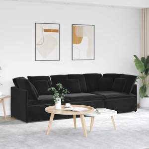 Sofa modułowa z poduszkami aksamitna czerń