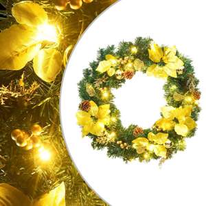 Wieniec bożonarodzeniowy z diodami LED, zielony, 60 cm, PVC
