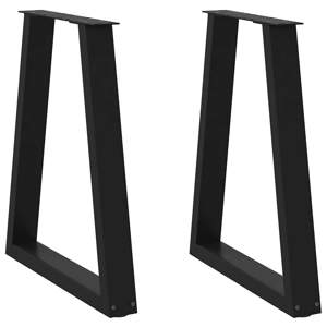 Nogi do stołu jadalnego w kształcie litery V 2 szt. Czarne 50x(72-73,3) cm Stal
