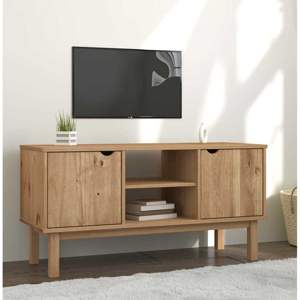 Szafka pod TV OTTA, 113,5x43x57 cm, lite drewno sosnowe