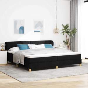 Łóżko sprężynowe Z zagłówkiem Czarny 200 x 200 cm tkanina