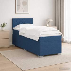 Łóżko Box Spring z materacem i LED niebieski 80 x 200 cm