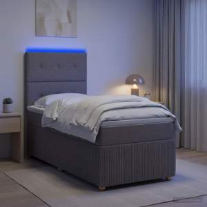Łóżko z box spring LED z materacem Ciemnoszary 100 x 200 cm