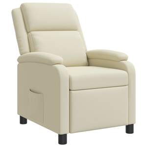 Fotel recliner kremowy Ekoskóra