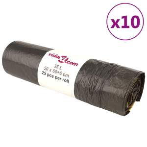 Worki na śmieci, ściągane taśmą, 250 szt., czarne, 35 L