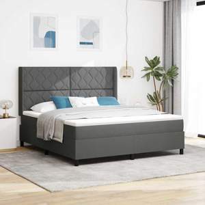 Łóżko z sprężyną LED Ciemnoszary 180 x 200 cm tkanina