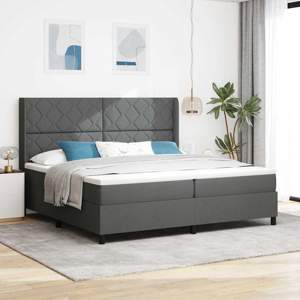 Łóżko z sprężyną LED Ciemnoszary 200 x 200 cm tkanina