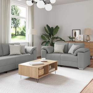 Sofa 3 szt. Szary chmur Tkanina lniana