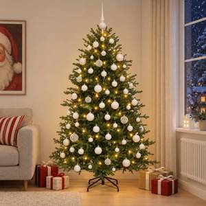 Sztuczna choinka z bombką 210 cm 300 LED Ciepła biel