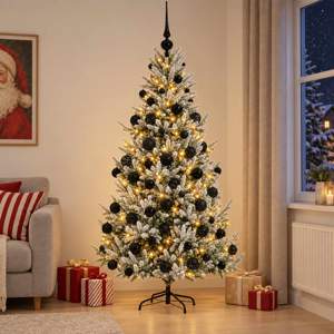 Sztuczna choinka z bombką 210 cm 300 LED Ciepła biel