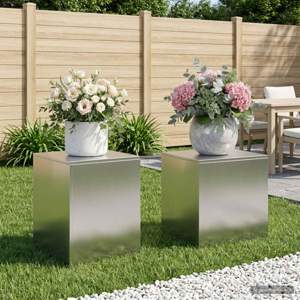 Stojak na rośliny 2 pcs srebrny 40 x 40 x 40 cm Stal
