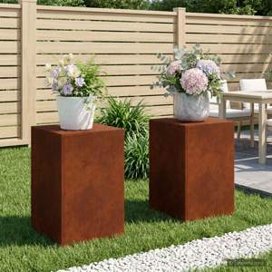 Stojak na rośliny 2 pcs Rdzawy 40 x 40 x 60 cm Stal kortenowska