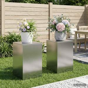 Stojak na rośliny 2 pcs srebrny 40 x 40 x 60 cm Stal nierdzewna